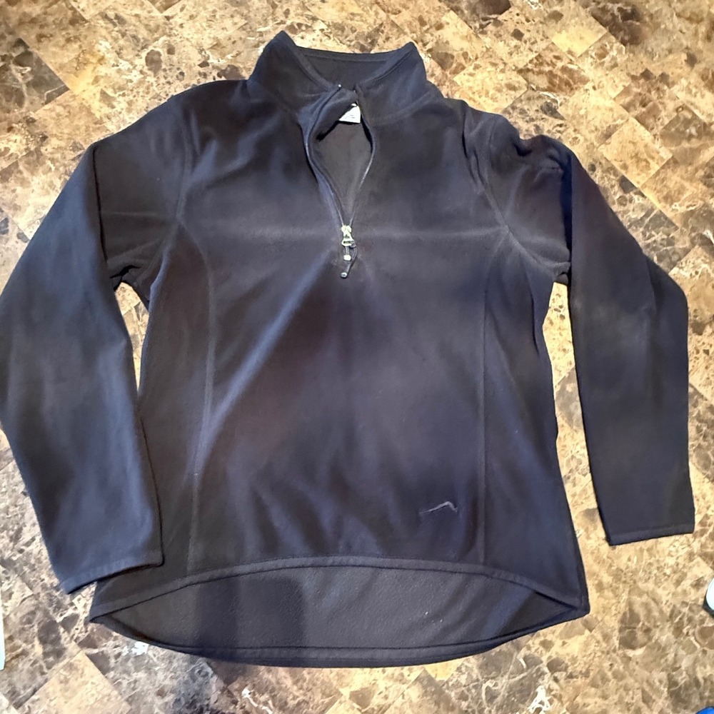 Polar Edge Womens Black Quarter Zip Fleece Pullover Mock Neck Sweatshirt Large